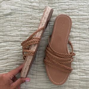 Madewell The Kathryn Espadrille Slide Sandal in Leather